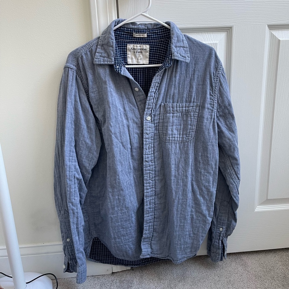 Men’s Abercrombie Blue Linen Shirt Size L